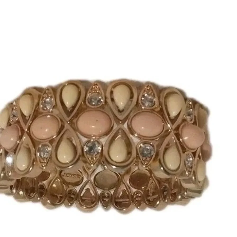 J.Crew Stretchl Bracelet Stone Crystal Gold Tone Metal